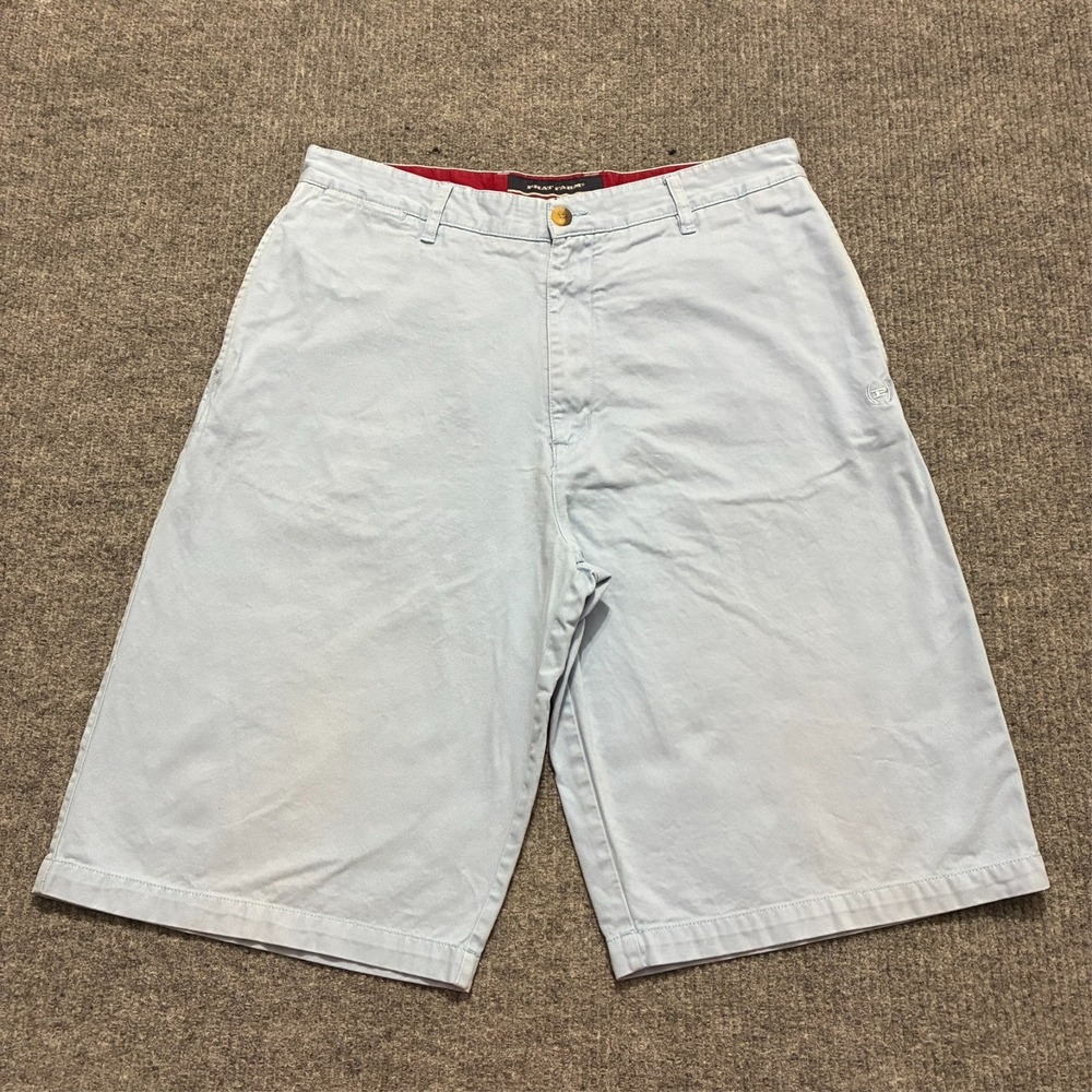 Phat Farm Mens Shorts Size 36 Light Blue Cotton Flat Front‎ High Rise Casual